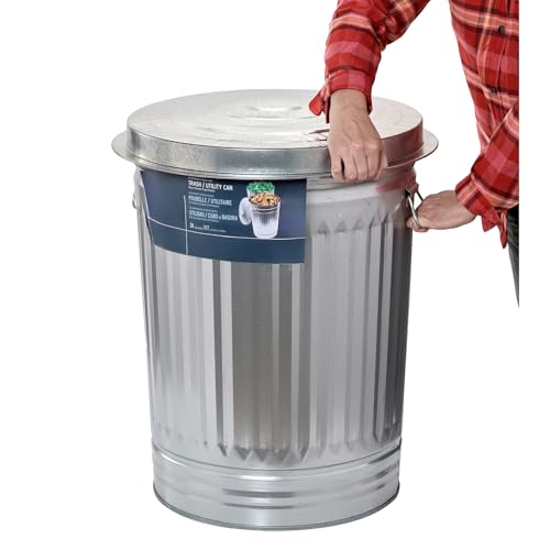 31 Gallon Galvanized Steel Trash Can with Lid