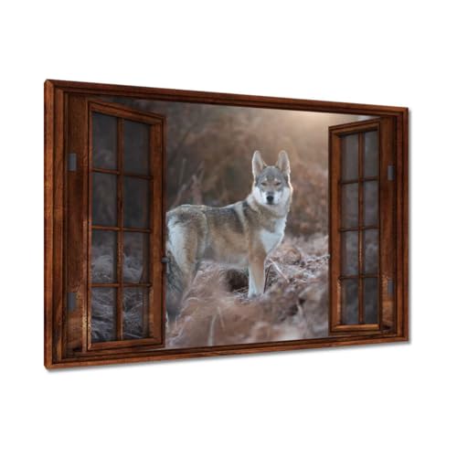 Peinture imprimée sur toile loup 120x80 cm pour décoration murale grand format H7711M