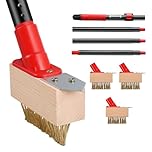 Mitclear 53IN Long-Handle Weed Remover with V-Shaped Brush & Blade Scraper for Block Paving, Garden Path, Patio, Driveway - 3 Brush Heads