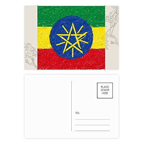 Carte postale Éthiopie motif fleur dessin lot de papeterie créative à offrir ou envoyer