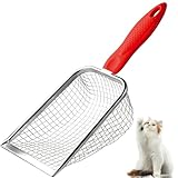 Apidgrowth Cat Litter Scoop - Long Handle Scooper, Rustproof Stainless Steel Mesh, Non-Slip Grip, Deep Shovel Sifter for All Litter Types, Easy Clean Kitty Waste Litter for Litter Box