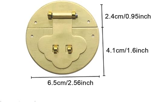 Miniatura 2 de Cierre de latón redondo cerrojo vintage con cierre de cierre de cierre retro con soporte de pasador en U para gabinete, cajón, armario, cajas de