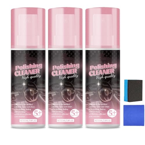 Identicalven 3Pcs Car Interior Cleaner Polishing Cleaner Car Interior All Purpose Interior Detail Spray All Purpose Cleaner for Rubber Leather