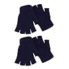 SATINIOR 2 paar uniseks halve vingerhandschoenen winter stretchy gebreide vingerloze handschoenen in gemeenschappelijke maat