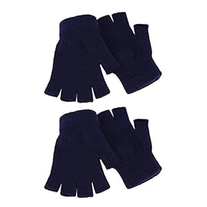 SATINIOR 2 paar uniseks halve vingerhandschoenen winter stretchy gebreide vingerloze handschoenen in gemeenschappelijke maat