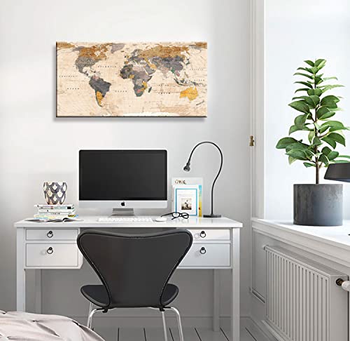 Jlxart World Map Poster For Wall Vintage Canvas Prints Photos Nautical Map Decor Modern Framed Wall Art Of The World Map Wall Decor For Office Living Room Bedroom Travel Memory Home Decor Artwork #TOP5