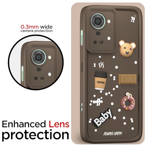 Image of Pikkme Back Cover for OnePlus Nord 2T 5G | Cute Fun Cartoon 3D Bear Silicone Full Body Protection Bumper Cover (Brown)