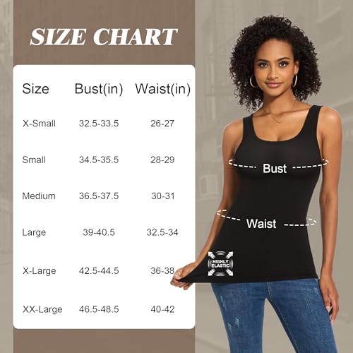 Image of TVKSOM 5 Pack Basic Ribbed Tank Tops for Women Layering Undershirts