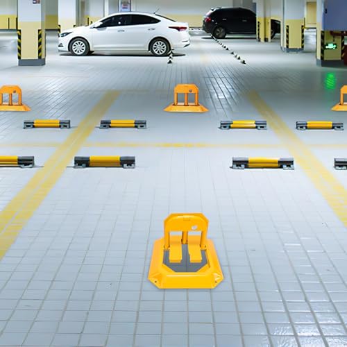 Miniatura 8 de Sonnewelt Barrera De Parking Plegable 4 Piezas, Bloqueos De Aparcamiento De Acero Con Llaves, Topes Plegables Hasta 5000 Kg, Para Garaje Entrada