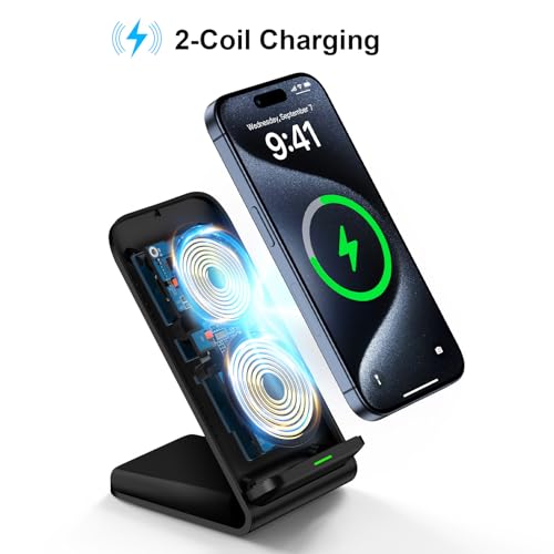 Samsung Wireless Charger Fast Charging Stand Wireless Android Desk Phone Charger Stand for Samsung Galaxy S24 Ultra S24+ S24 S23 FE S22 S21 S20 S10 S9 S8,iPhone 15 Pro Max Plus 14 13 12,Pixel 8 7
