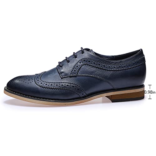 Mona Flying Women's Leather Perforated Lace-Up Oxfords Brogue Wingtip Derby Shoes #TOP1
