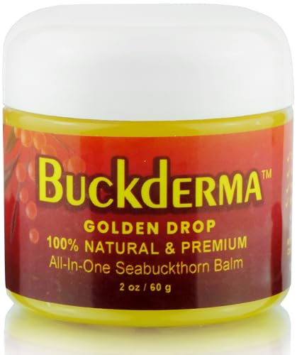 Beesaluxe Buckderma Natural All-In-One Seabuckthorn Balm - Essential Oil Facial Moisturizer, Oil Cleanser, Overnight Mask, Makeup Remover, Lip Balm, Hand Cream, Beeswax Foot Butter and More