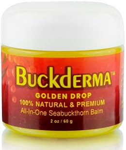 Beesaluxe Buckderma Natural All-In-One Seabuckthorn Balm - Essential Oil Facial Moisturizer, Oil Cleanser, Overnight Mask, Makeup Remover, Lip Balm, Hand Cream, Beeswax Foot Butter and More (2 Ounce)