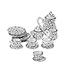 15pcs Ustensiles à Thé en Porcelaine Miniature pour 1/12 Maison de Poupée Motif de Marguerite