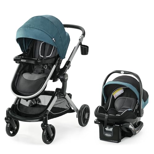 Image of Graco Modes Nest Travel System, Includes Baby Stroller with Height Adjustable Reversible Seat, Pram Mode, Lightweight Aluminum Frame and SnugRide 35 Lite Elite Infant Car Seat, Bayfield