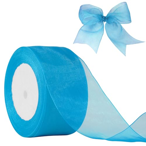 JaoZuyard Blue Organza Chiffon Ribbon 2 inch X 50 Yards Sheer Ribbon by JaoZuyard - Used condition - US$8.50