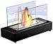 Produktbild BERLIN Tischkamin Bio Ethanol Tischfeuer mit Sicherheitsglas Kamin Luxuskamin Gelkamin Glasfeuer Dekofeuer Standkamin Avantgarde Sockel & Glaswand 40 x 16 x 24 cm, 3 x 400 ml Brenner Schwarz Klar