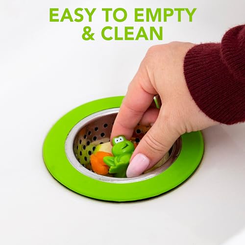 Joie Ribbit Kitchen Sink Strainer Basket, Fits All Standard Sinks, Stainless Steel, Cute Garbage Disposal Drain Cover, 4.5-Inch, Green Frog - Thumbnail 4