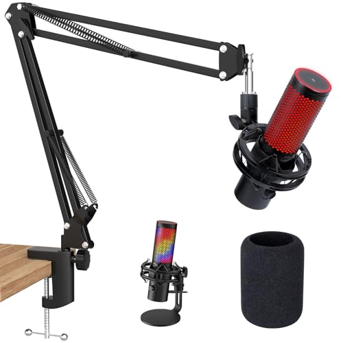 QuadCast 2 Boom Arm Mic Arm Microphone Arm for HyperX QuadCast 2 with HyperX QuadCast 2 Pop Filter 3/8 to 5/8 Adapter by SUNMON