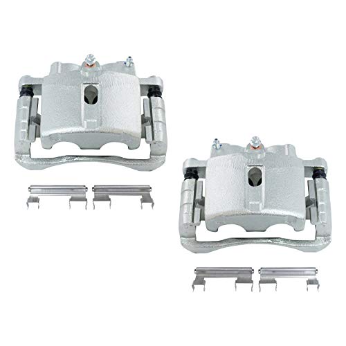 Image of TRQ Driver and Passenger Side Brake Caliper Set Caliper Brackets Hardware Compatible with 99-04 Chevrolet Silverado 1500 01-10 Silverado 2500 HD 03-06 Express 2500 Van 7300LB GVW 99-04