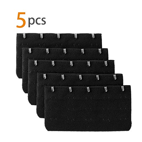 Uxcell Black 5 Rows Hook And Eye Tape Extension Bra Strap Extender 5 Pcs For Women #TOP1