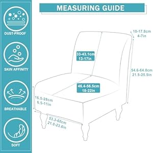 Armless Accent Slipper Chair Cover SlipcoverStretch Spandex Printed Removable Non Slip Silp Cover for Accent Chair Without Arms for Living Dining RoomBlackLeaves1