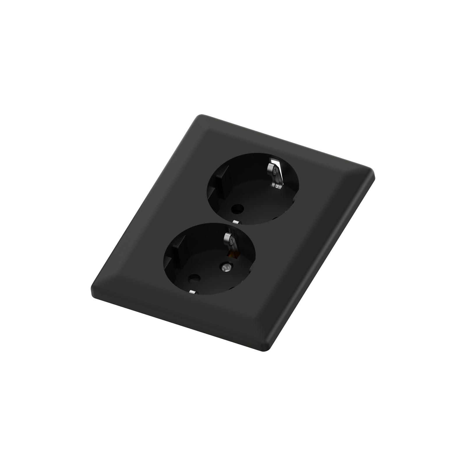 Temolink Euro Classic Unterputz Steckdose 2-Fach Schuko, 250V 16A Doppel Wandsteckdose, 103 x 84 mm, kompatibel mit 1,5-fach Unterputzdose, Schwarz