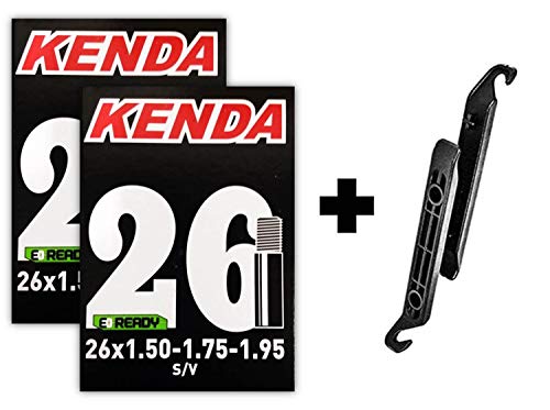 Kenda 26x1.5-1.75-1.95 Bicycle Inner Tubes - 32mm Schrader Valve (2 Tubes, 2 Nylon Levers)