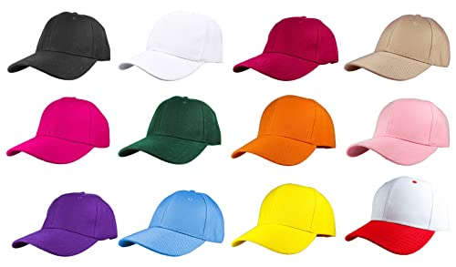 Gelante Plain Blank Baseball Caps Adjustable Back Strap Wholesale LOT 12 PC'S (Assorted #3)