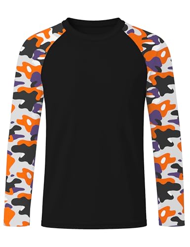 Roadbox Boys' Rash Guard Long Sleeve, UPF 50+ Kids Toddler Swim Shirt, UV Sun Protection Youth Water Shirts for Beach Surf B-Black