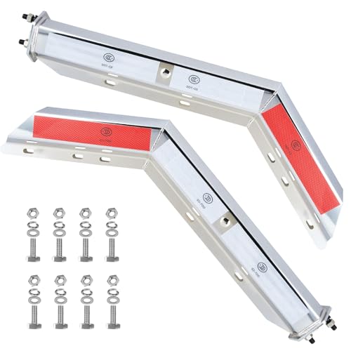 Image of Chrome Angled Mud Flap Hanger with Reflective Tape,Spring Loaded,30 inch Length,1 1 /8 inch Bolt Spacing,45 Degree Mudflap Holder,for Semi Truck,Contains All Hardware for Mudflap (1 1 /8 inch)