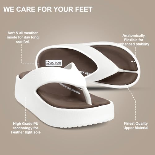 Image of DOCTOR HEALTH SUPER SOFT Women's Orthopedic Soft Platform Slippers | Ultra-Cushioned Shock Absorbing Footbed | Lightweight Anti-Skid Everyday Wear Comfort Flip Flops for All-Day Support