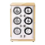 MYUYEE Tecnologia Caricatore Automatico per Orologi da 1, 2, 4 O 6 Orologi Vetrina per Orologi con Motore Silenzioso Guscio in Legno Piano Scatola Conservante per Orologi D(6+0)