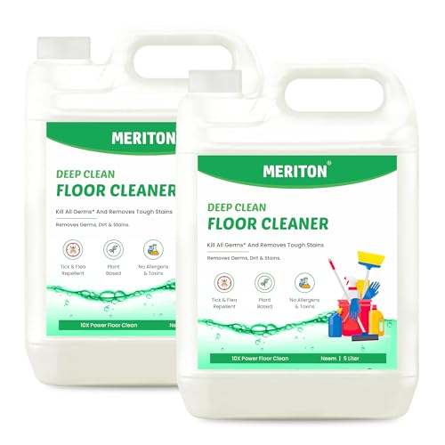 Image of Meriton Neem Deep Clean Floor Cleaner - 5L | Plant-Based Formula | Tick & Flea Repellent | Removes Germs, Dirt & Tough Stains | No Allergens & Toxins | 10X Power Cleaning (Pack Of 2)