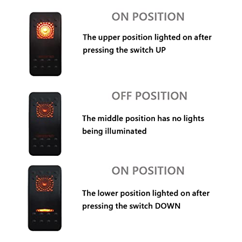 Image of Waterproof Marine Momentary Rocker Switch Orange Led 7P (ON)-Off-(ON) DPDT Toggle Switch for Car Marine Boat RV Off-Road Pickup Jeep Can Am Dashboard Switch Replace 12V 24V IP66