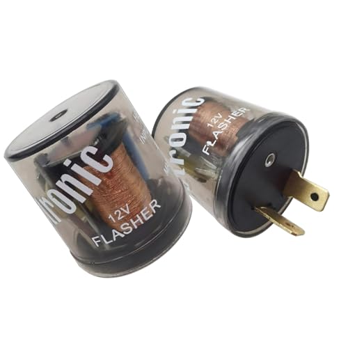 Heyzidu 2 PCS Car Flasher Relay, 12V 2-pin Round Shell Electronic Flasher, Fixing Hyper Flashing, Turn Signal Relay Replacement Part, Universal for Most Cars Motorcycles (Transparent)