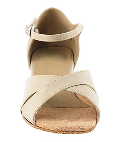 Very Fine Dance Shoes - Ladies Practice, Cuban Low Heel Ballroom Dance Shoes - 803-1.5-inch Heel and Foldable Brush Bundle - Tan Leather - 83