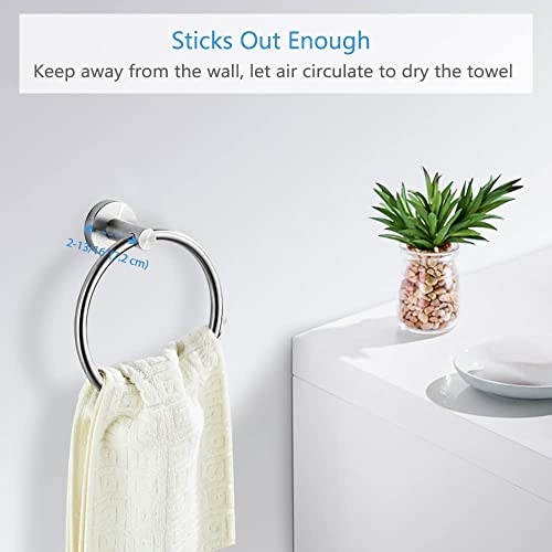 Hand Towel Ring Round Bath Towel Holder Sus 304 Stainless Steel Wall Mount Towel Holder For Kitchen Bathroom,Brushed Nickel，2 Pack #TOP2
