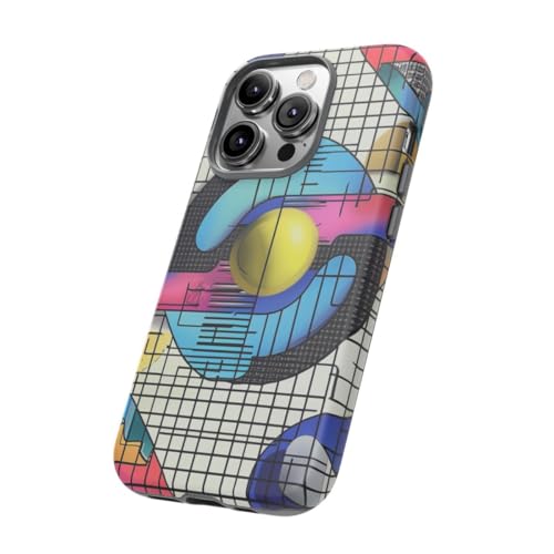 Coque iPhone 14 Pro bleu abstrait rigide mate géométrique coloré - 2