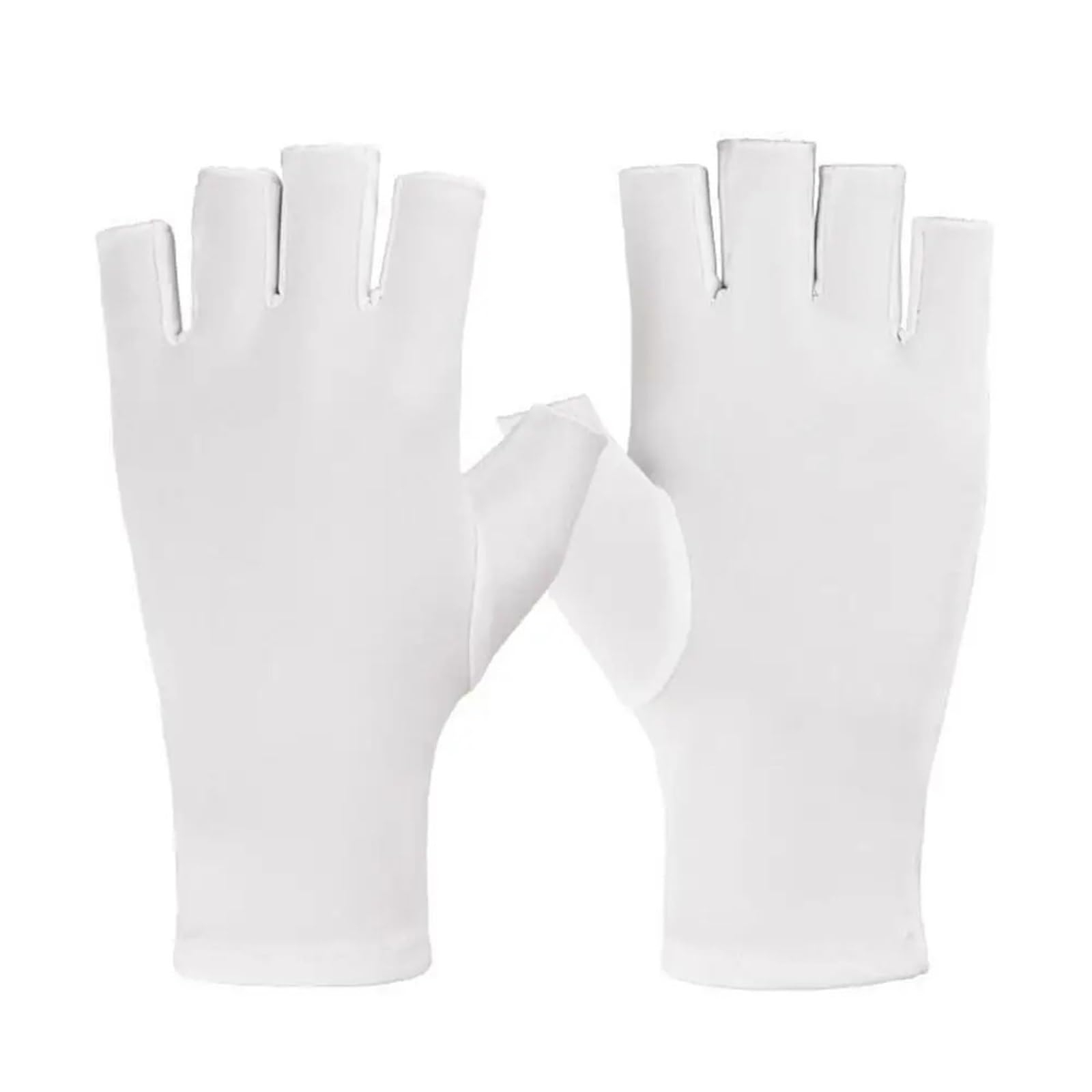 JMORCO Sun Gloves Short Breathable Two Finger Fashion Sunscreen Outdoor Fingerless Women Gloves Ice Silk Man Mittens(White-fingerless)