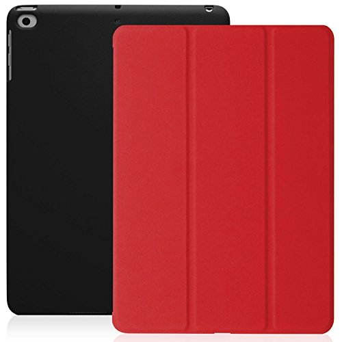 KHOMO iPad 2017 and 2018 9.7 inch Case - Dual Series - Ultra Slim Hard Cover with Auto Sleep Wake Feature - Red Black