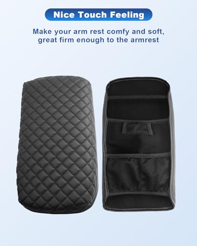 Image of CDEFG for 2024 2025 2026 Chevy Blazer EV Center Console Cover for 2024 2025 2026 Chevrolet Blazer EV LT /RS Accessories Armrest Cover Middle Console Pad Arm Rest Cushion (Black Thick)