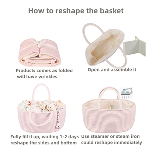 Organizador de fraldas de bebé para meninas e meninos, cesta de armazenamento portátil para trocador, carro, viagens, chá de bebé, presentes essenciais para recém-nascidos