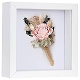 Shadow Box Frame - Memory Box Display Case for Memorabilia Flower Medals Wedding Photos, Wall Hanging and Free-Standing, 5x5, White