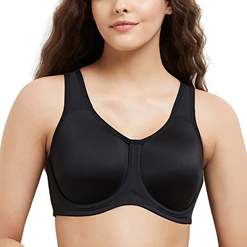 Wacoal Women's Full Support Underwired Sports Bra, black, 32D