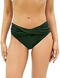 Clearlove Damen Bikinihose Retro Ruched Bauchweg Klassisch Schwarze Badehose Strandhose Grosse Grössen für Frauen Armeegrün,L