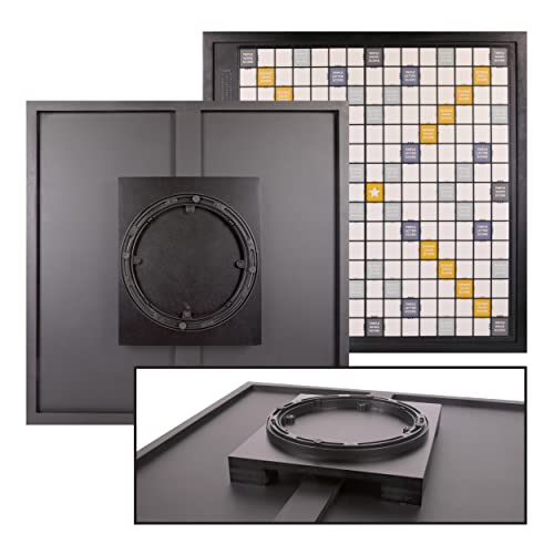 Scrabble Deluxe Black Edition Board Game With Rotating Wooden Deluxe Turntable High End Scrabble Board Game - Scrabble Game Rotating Board Adults - Deluxe Edition Large Tiles Luxury #TOP4