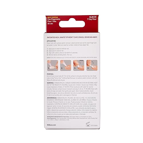 Kiss Everlasting French Nail Manicure, Chip-Free com Tecnologia Flexi-Fit, Real Short, 