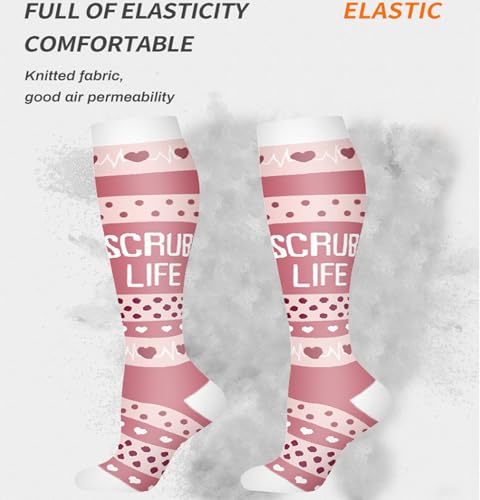 Image of Women's Knee High Compression Socks for Running Work Support Nurses Pregnancy Travel,Colorful Over The Calf Socks,#W402