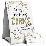 Guess How Many Corks Bridal Shower Game, Wedding Shower Games-1 Sign and 50 Guessing Cards (15D)